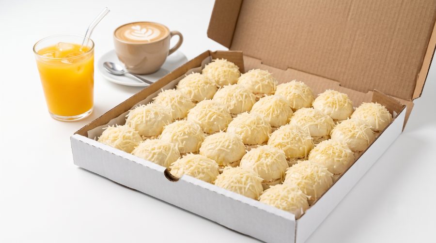 Caixa de 25 pãezinhos delícia com cinco sabores