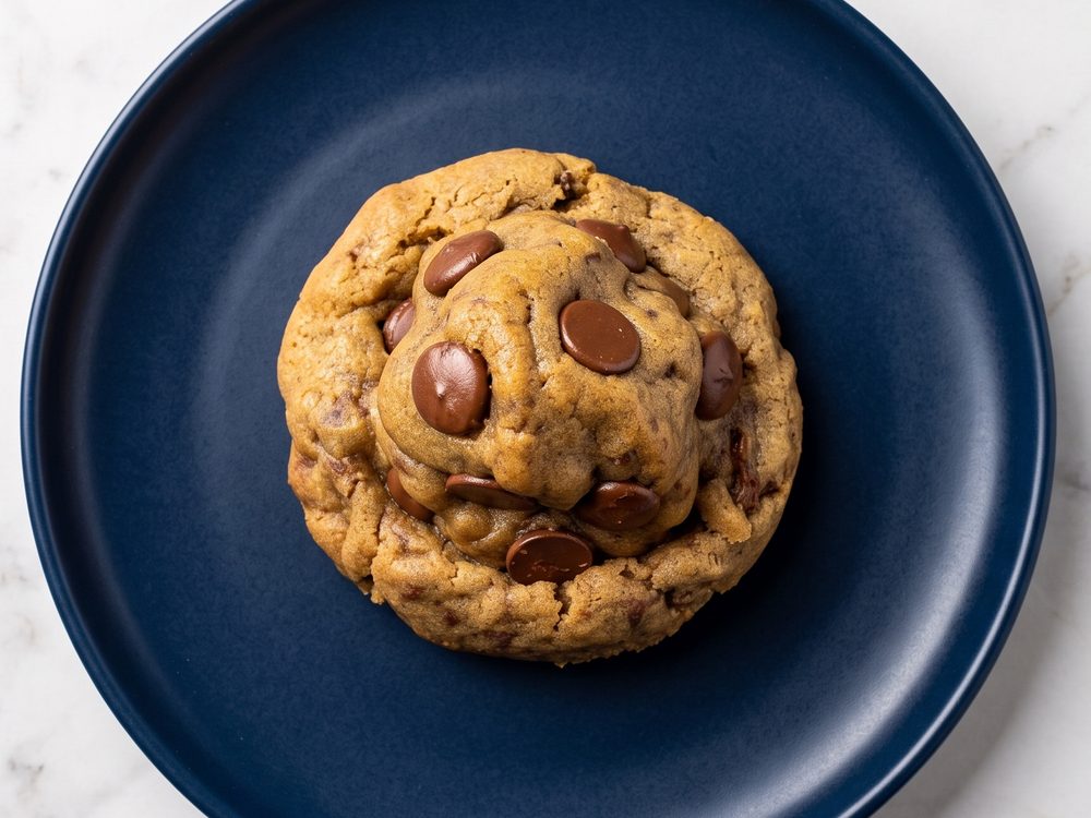 Cookie de Mainha Tradicional, massa amanteigada com gotas de chocolate